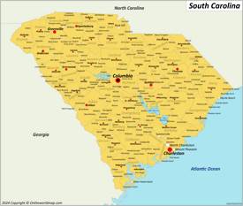 South Carolina Cities Map