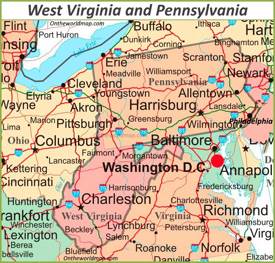 Map of West Virginia and Pennsylvania