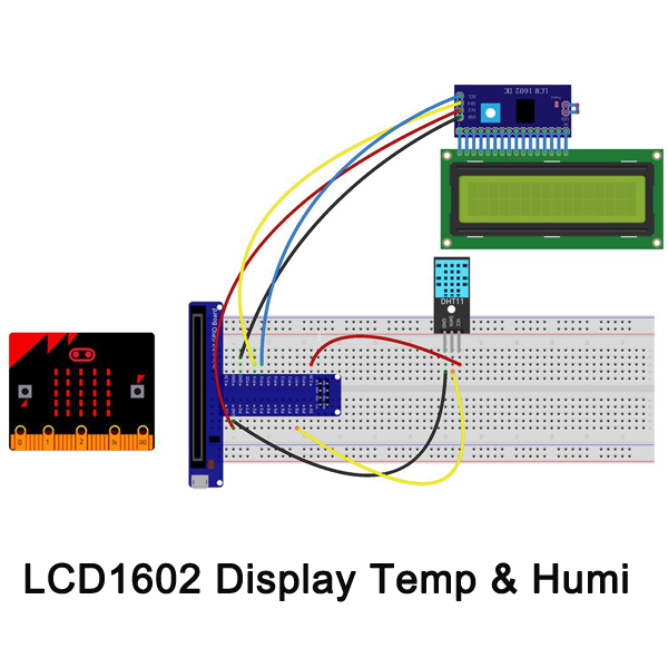 Micro bit Lesson — Dispaly the Temperature and Humidity on the I2C 1602 LCD Screen