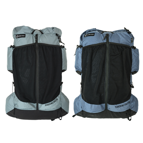 Pair of Shadowlight Ultralight Backpacks highlighting the mesh pockets and zipper details