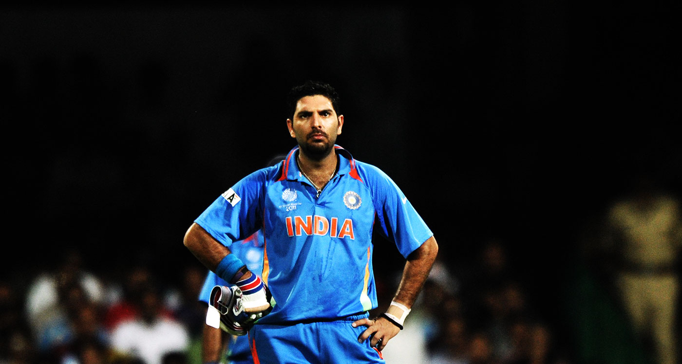 Yuvraj Singh looks on