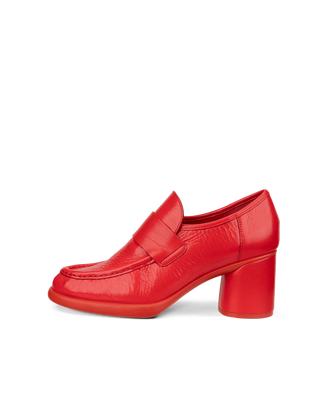 Women's ECCO® Sculpted LX 55 Leather Block-Heeled Loafer - Red - Outside