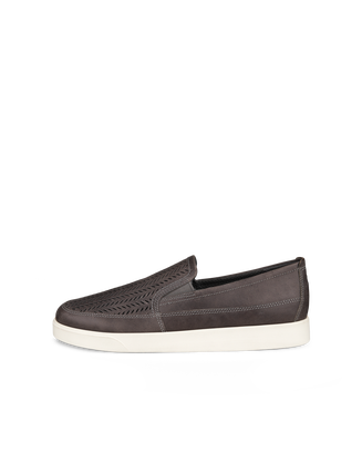 Men's ECCO® Street Lite Leather Slip-On - Grey - Outside