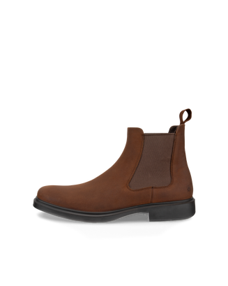 Men's ECCO® Helsinki 2 Nubuck Chelsea Boot - Brown - Outside