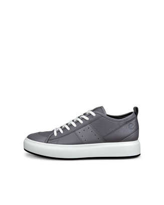 Men's ECCO® Street Ace Leather Sneaker - Grey - Outside