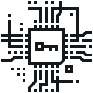 Key inside computer chip - Line icon