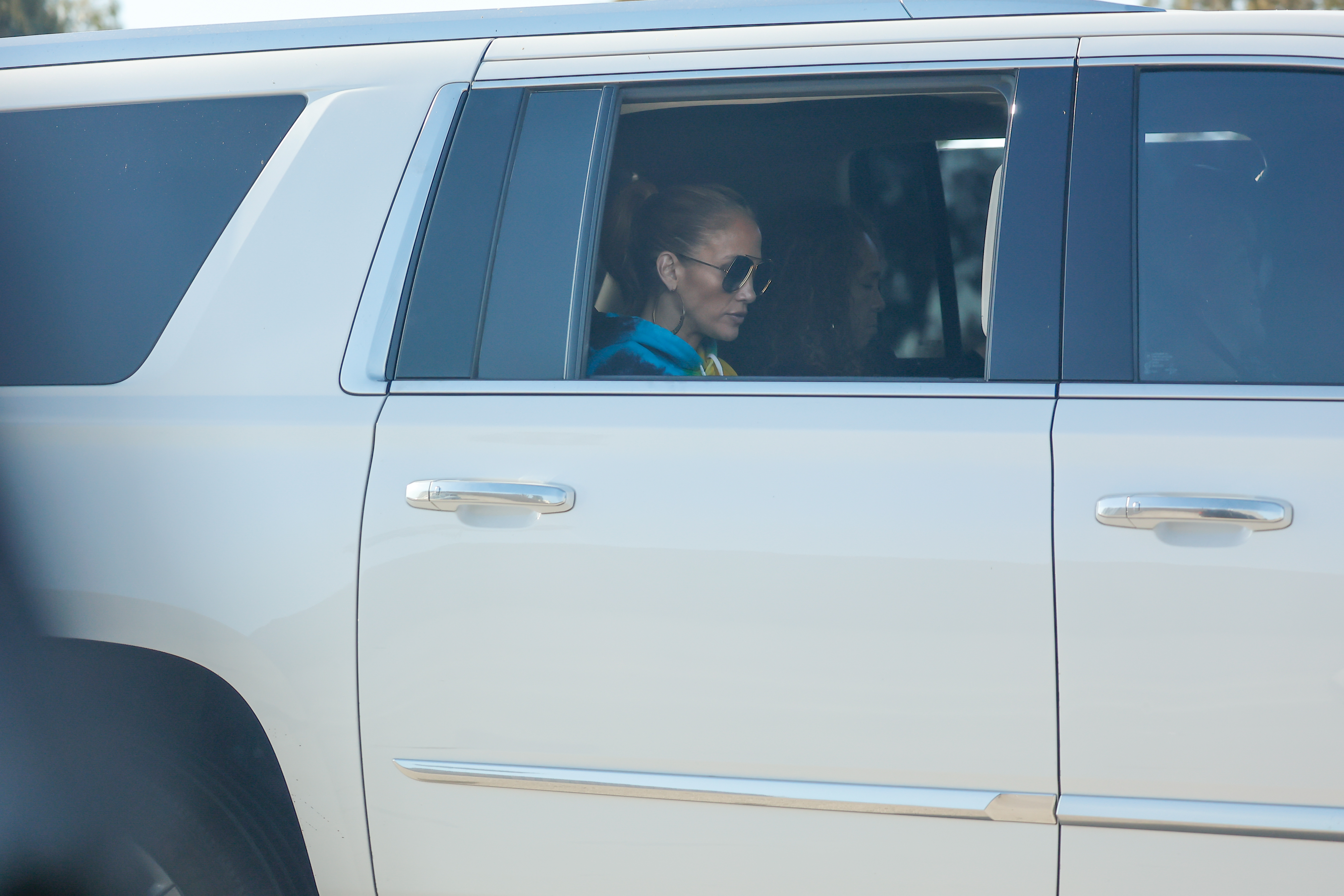 Jennifer Lopez in her car on April 29