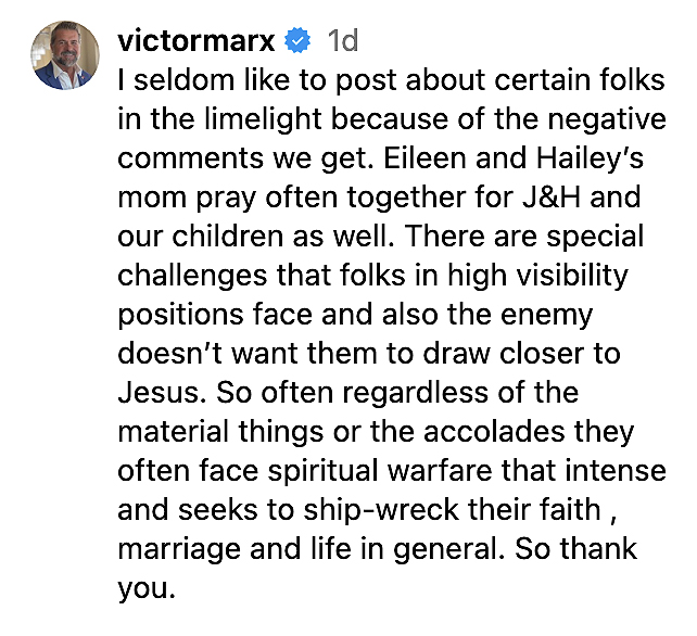 Victor Marx's Instagram caption.