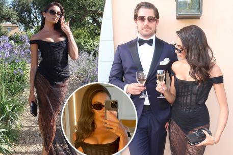 Paige DeSorbo wears sheer dress to friend's wedding