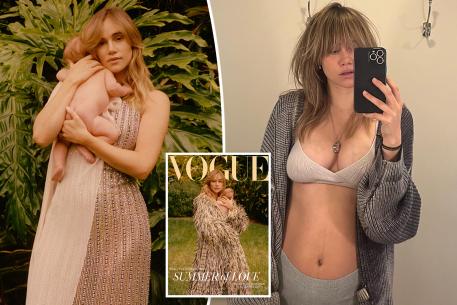 Postpartum Suki Waterhouse proudly poses for Vogue ‘25 pounds heavier’: ‘Who gives a f–k?’