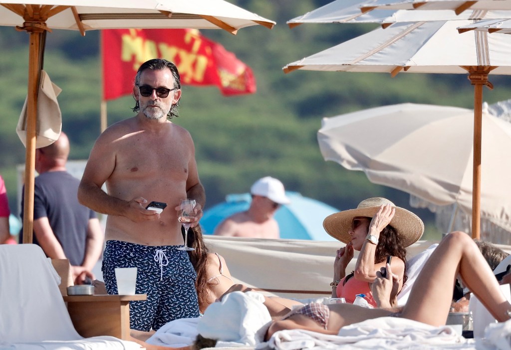 Bethenny Frankel and Niclas Castello on a beach in St. Tropez. on July 24, 2024. 