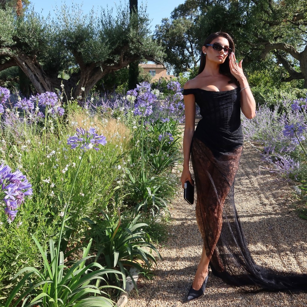 Paige DeSorbo wears a sheer corset dress to friend's wedding