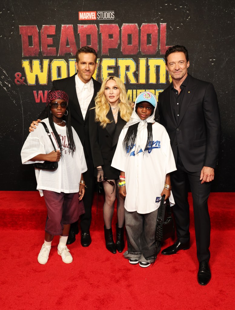 Madonna and twins with Hugh Jackman and Ryan Reynolds