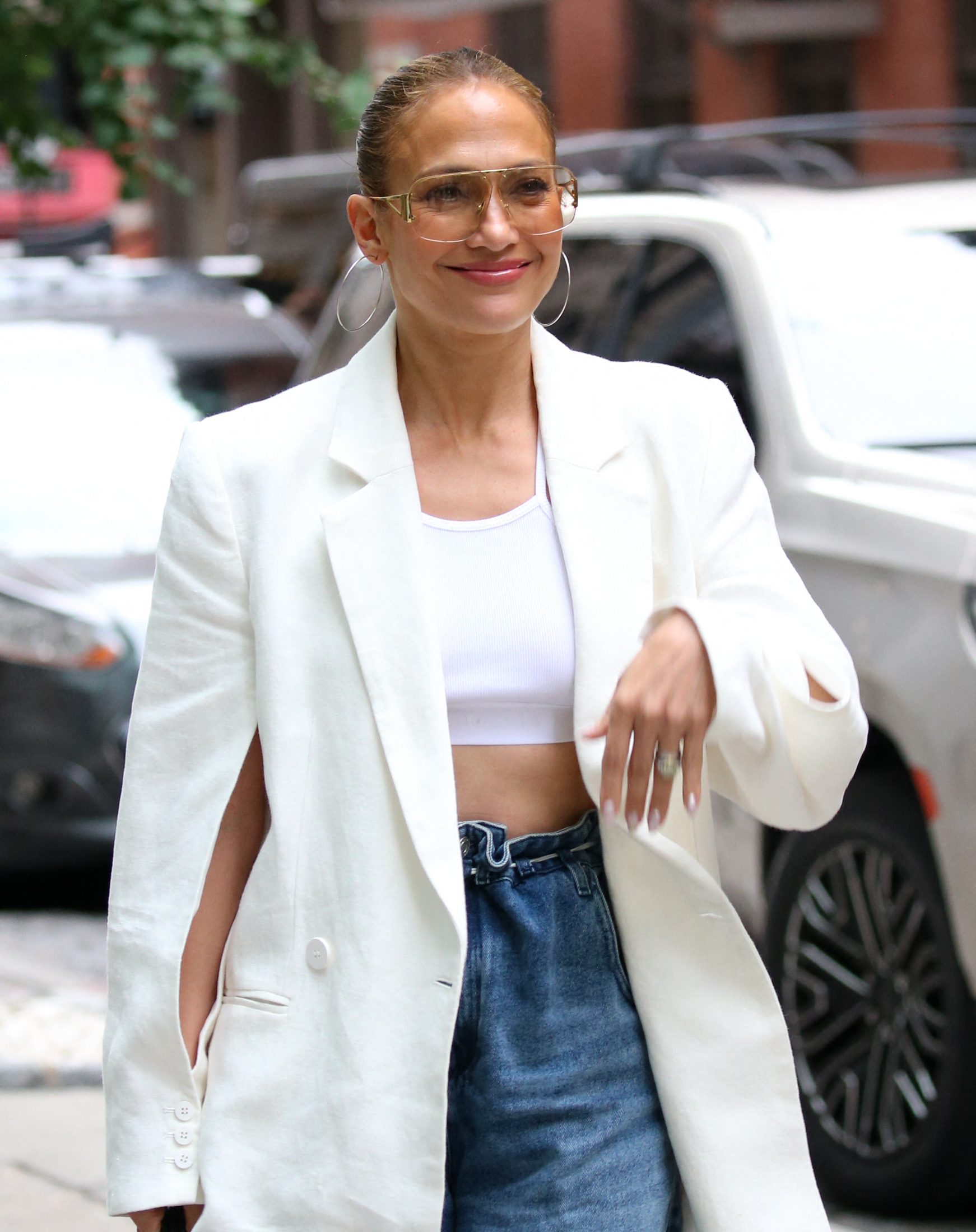 Jennifer Lopez is all smiles as she is seen back in New York City.