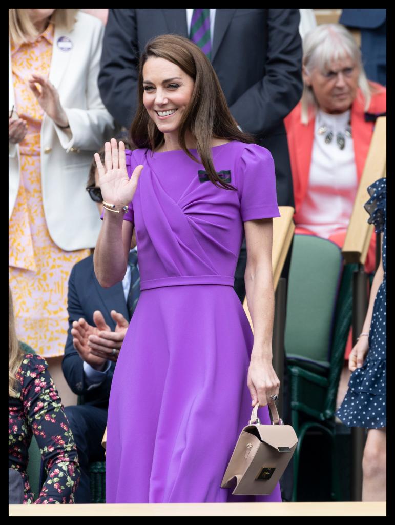 Kate Middleton waves to the crowd.