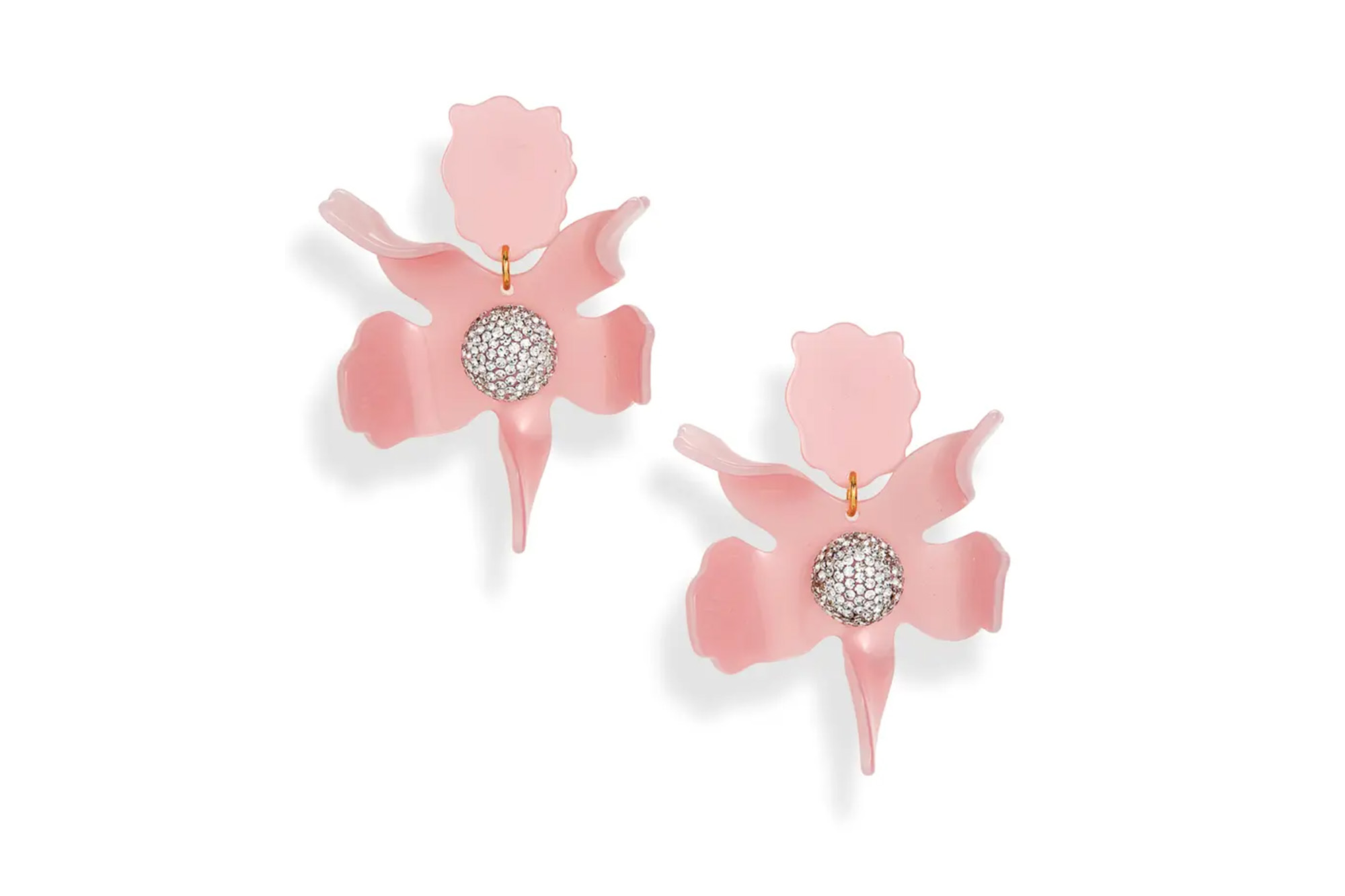 pink crystal flower earrings