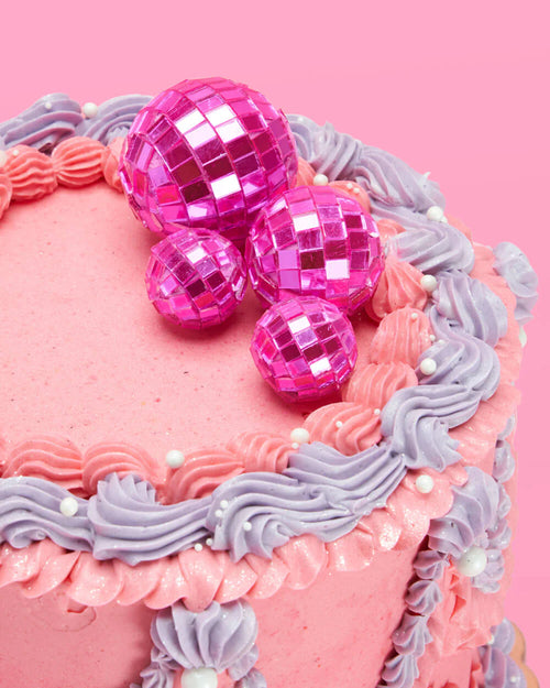 Pink Disco Cake Topper - Set of 4