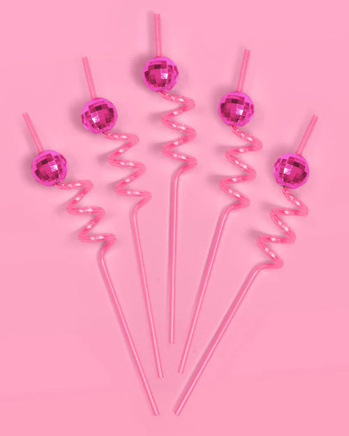 Pink Disco Straws - 16 reusable straws