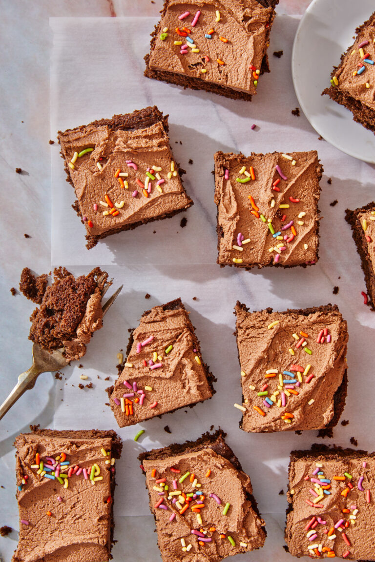 sheet pan vegan gluten free chocolate cake with sprinkles