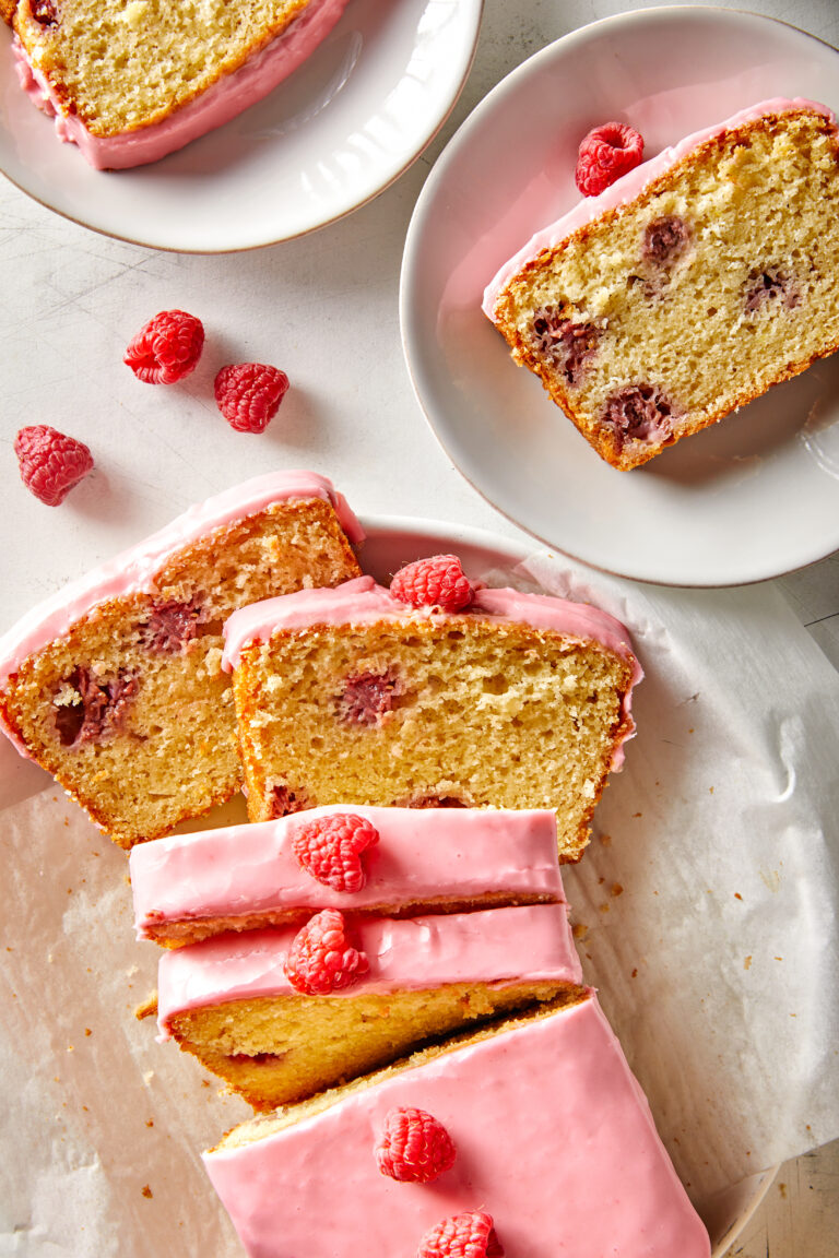 vegan lemon and raspberry cake loaf