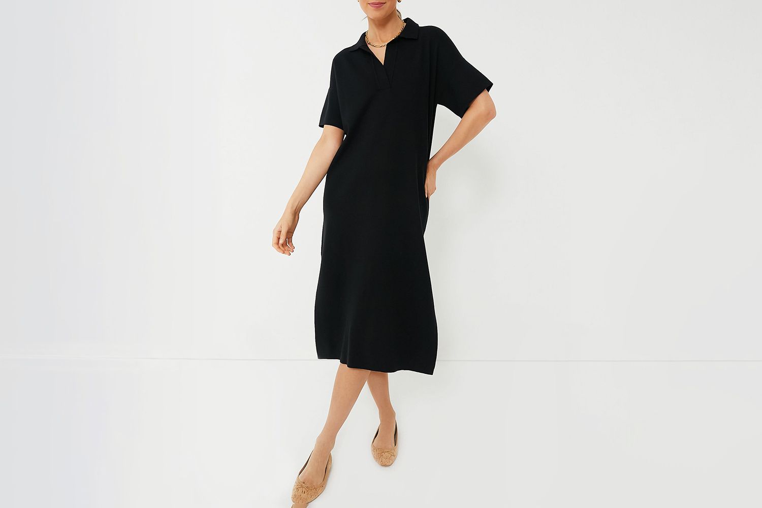 Black Channing Polo Midi Dress