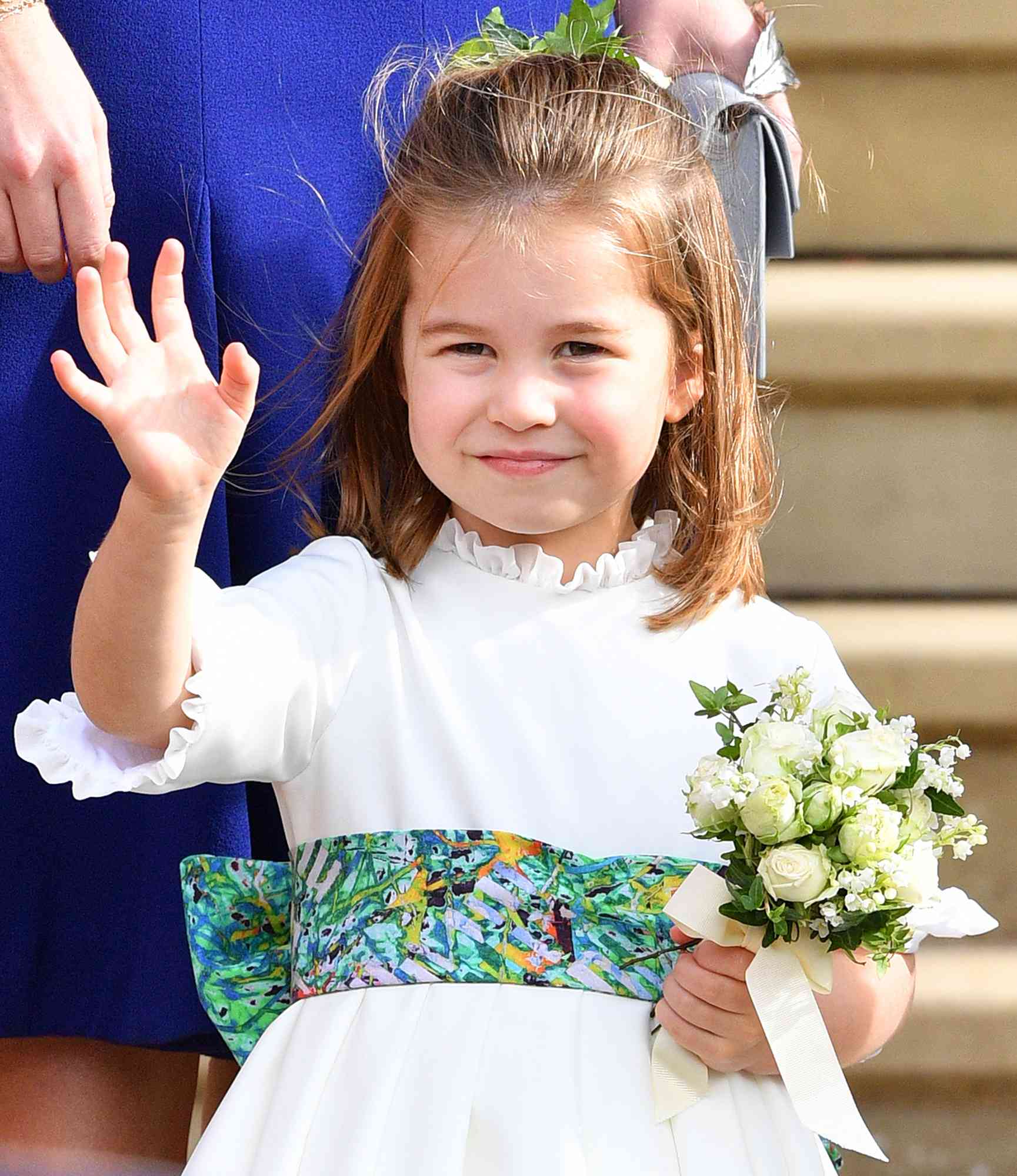 Princess Charlotte of Cambridge attends the wedding of Princess Eugenie of York and Jack Brooksbank 