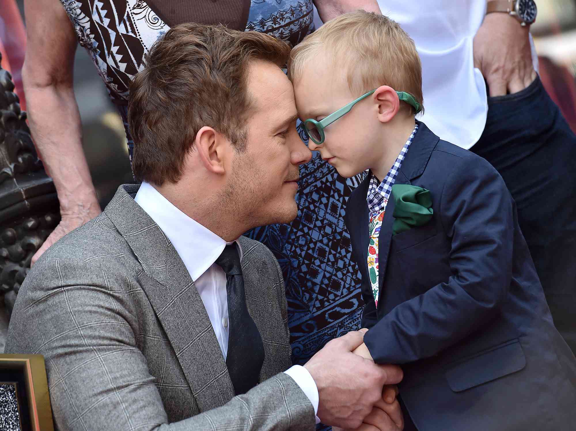 Chris Pratt and son Jack Pratt attend the ceremony honoring Chris Pratt with a star on the Hollywood Walk of Fame on April 21, 2017 in Hollywood, California