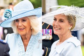 Queen Camilla and Sophie, Duchess of Edinburgh during the Sovereign's Garden Party held at the Palace of Holyroodhouse, which is part of the King's trip to Scotland for Holyrood Week, on July 2, 2024 in Edinburgh, Scotland.