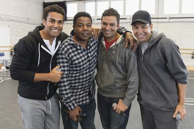 Pop Band: 3T - Toriano Adaryll Jackson Jr, Taryll Adren Jackson, and Tito Joe Jackson, during their dance and vocal training, watched by their father, Tito Jackson, former member of The Jackson Five 'The Big Reunion' TV Show, Series 2 UK - Feb 2014