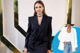 jessica alba at event in a chic blazer featuring an affordable blazer 