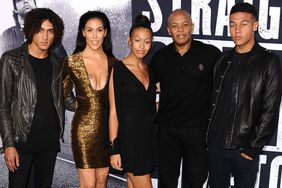Dr. Dre and Nicole Young with their kids Tyler, Truly, and Truice at the premiere of "Straight Outta Compton" on August 10, 2015.
