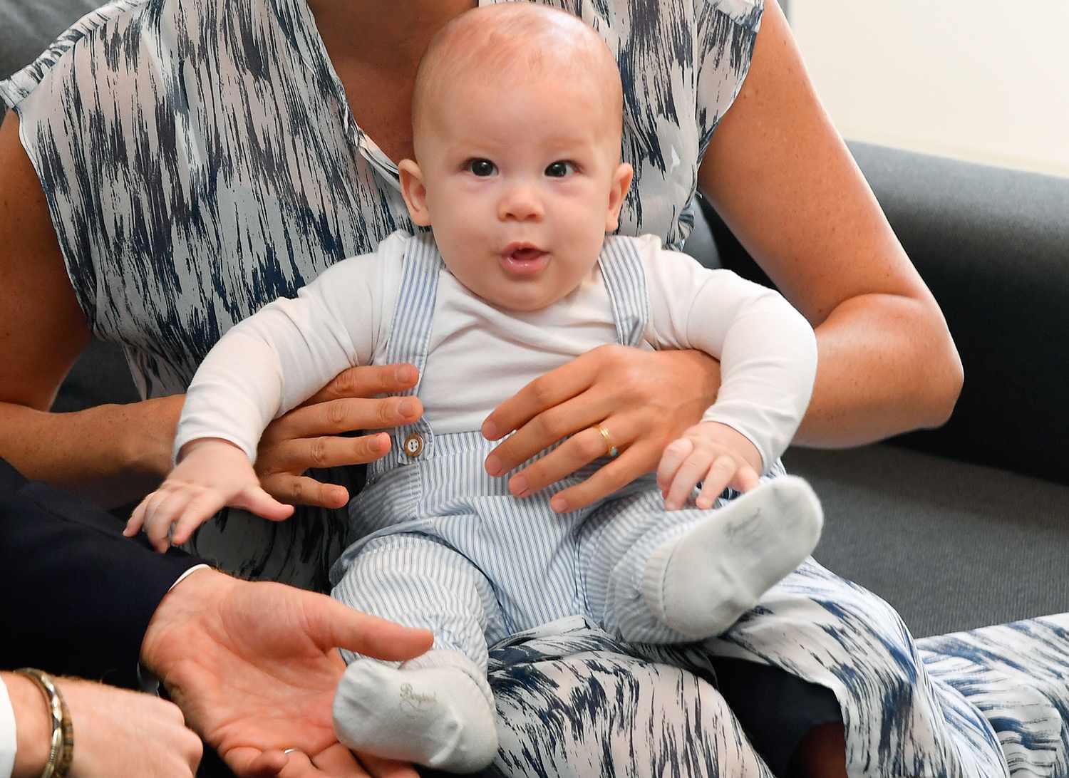 Prince Harry, Duke of Sussex, Meghan, Duchess of Sussex and their baby son Archie Mountbatten-Windsor meet Archbishop Desmond Tutu and his daughter Thandeka Tutu-Gxashe at the Desmond & Leah Tutu Legacy Foundation during their royal tour of South Africa on September 25, 2019 in Cape Town, South Africa.