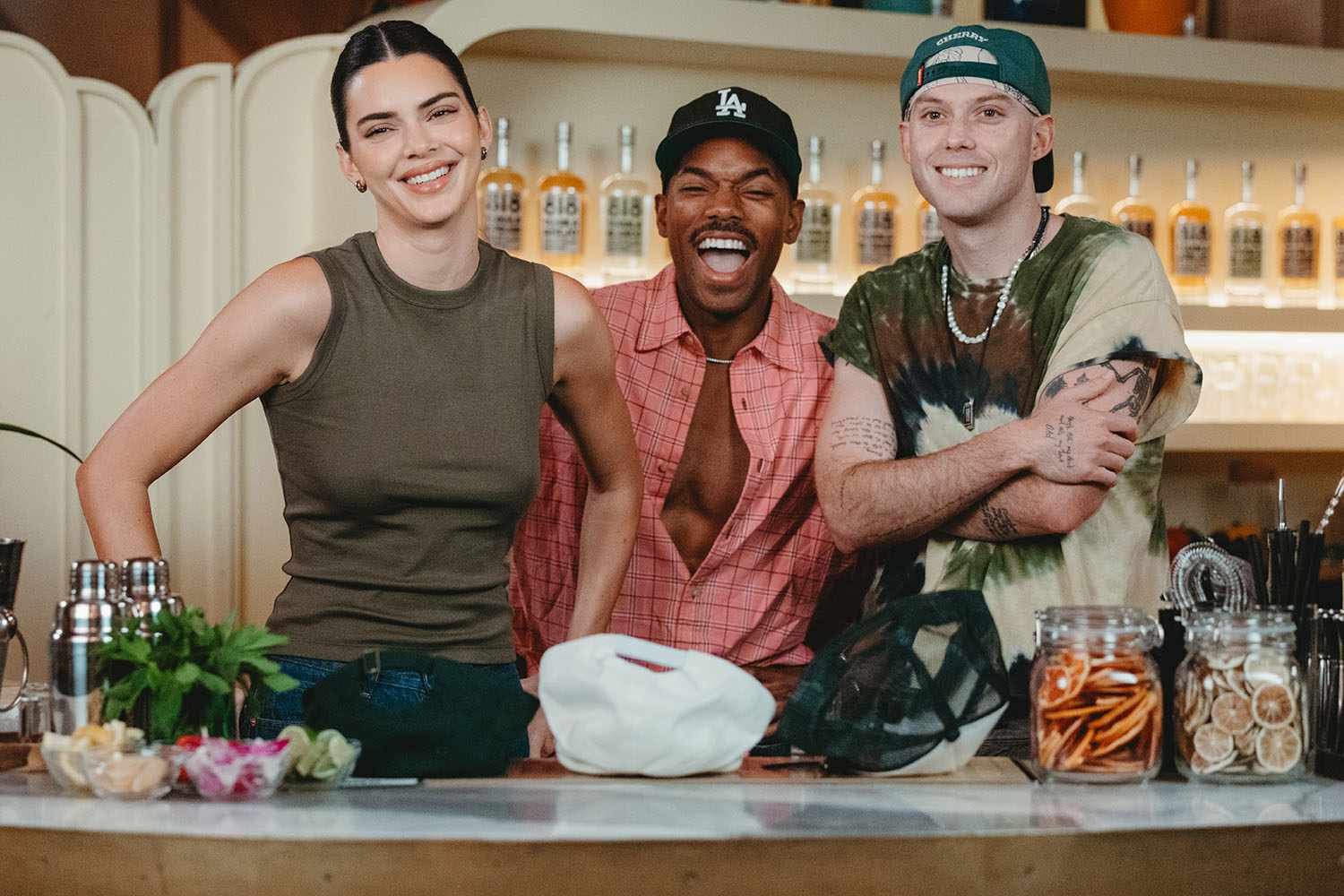 Kendall Jenner, Carter Gregory and Harry Hudson undated national tequila day