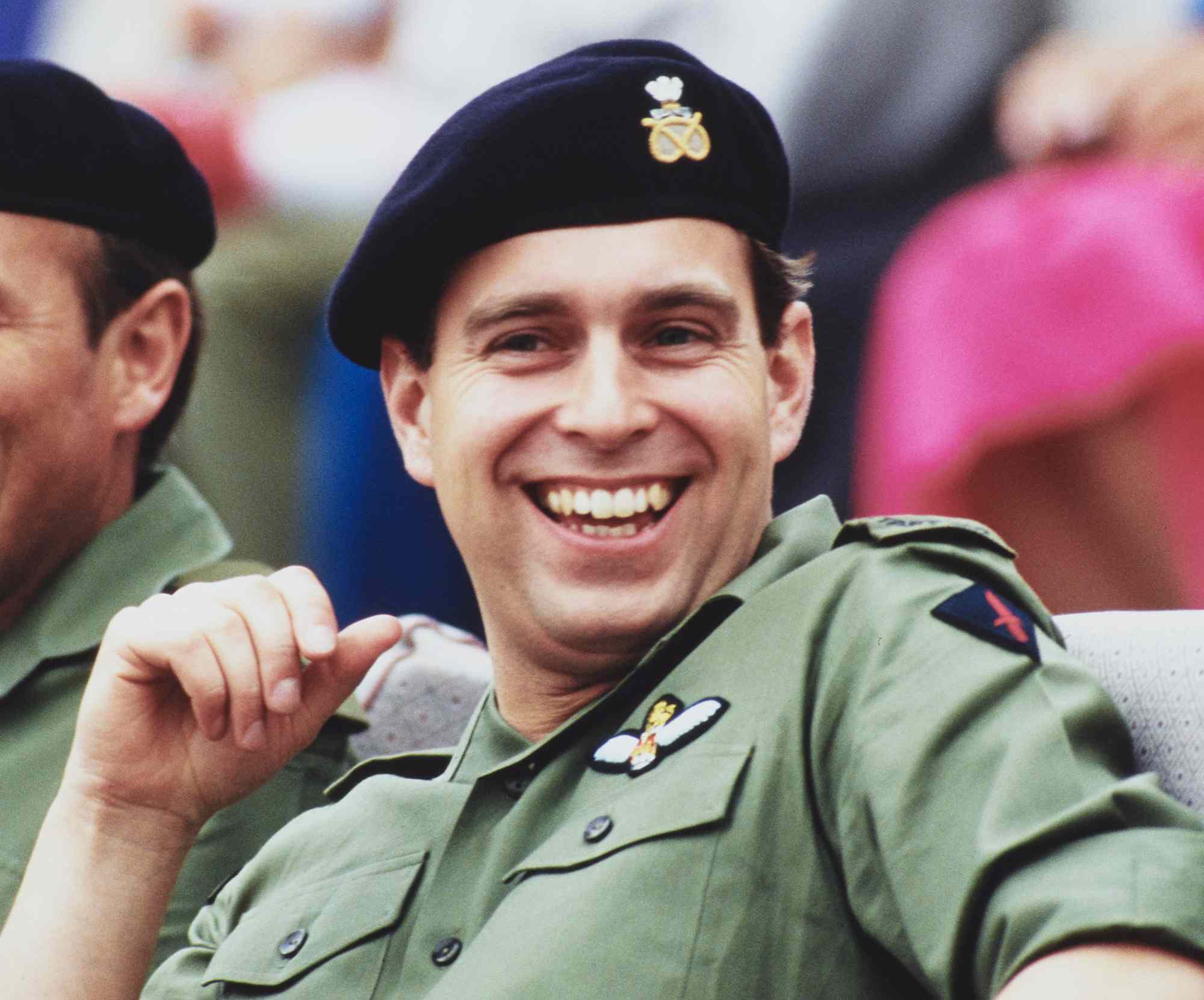 British Royal Prince Andrew, Duke of York, during a visit to the Staffordshire Regiment at Fallingbostel Station barracks in Bad Fallingbostel, Lower Saxony, Germany, 10th July 1989. The Duke is Colonel-in-Chief of the Staffordshire Regiment