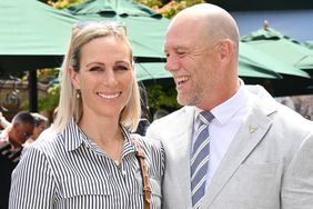 Zara Tindall and Mike Tindall attend day ten of the Wimbledon Tennis Championships at the All England Lawn Tennis and Croquet Club on July 12, 2023 in London, England. 