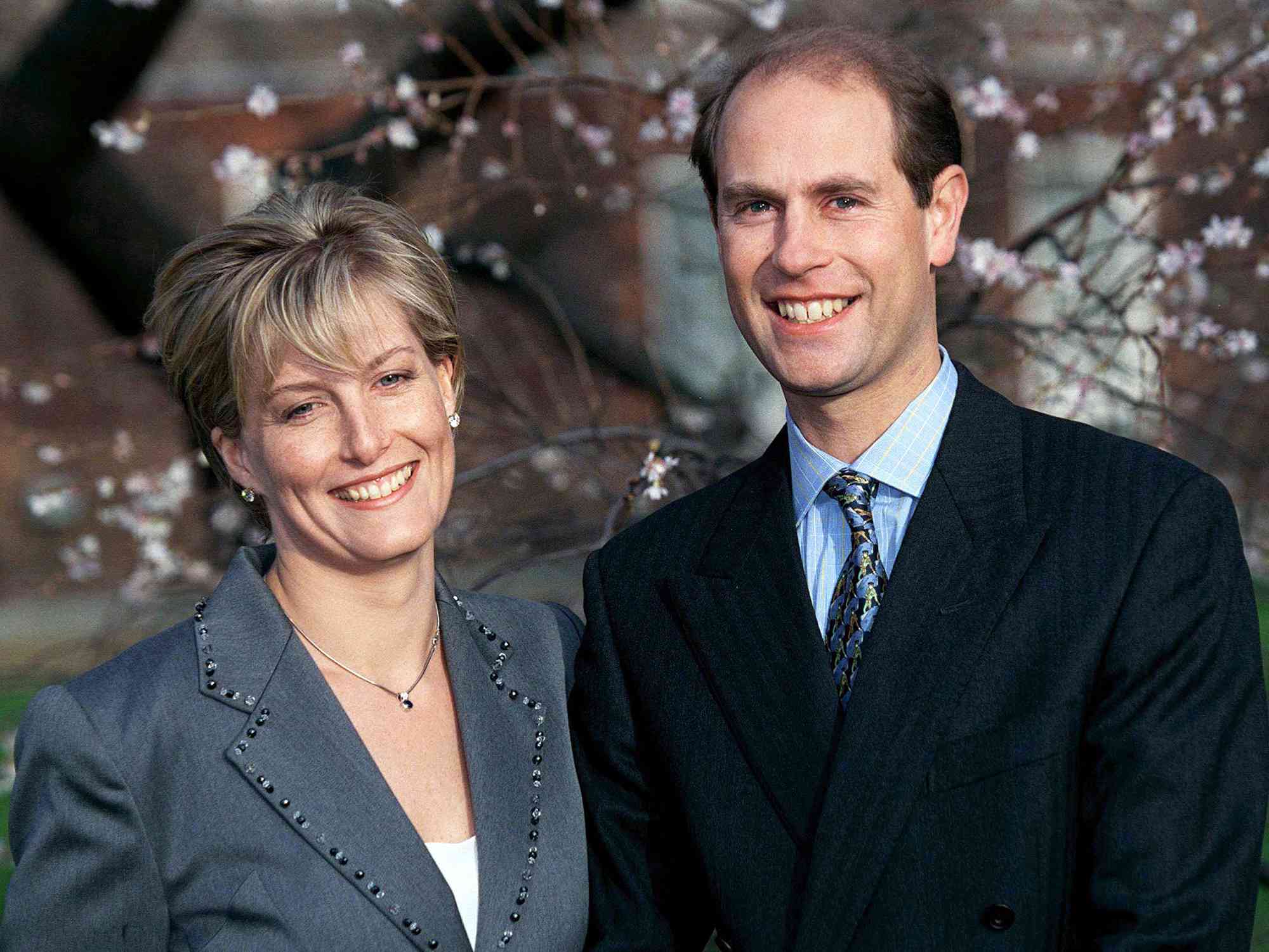 Prince Edward And His Fiancee Sophie Rhys-jones On The Day Of Their Engagement