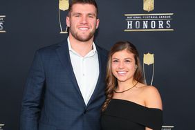 TJ Watt and his girlfriend Dani Rhodes pose for Photographs on the Red Carpet at NFL Honors during Super Bowl LII week on February 3, 2018, at Northrop at the University of Minnesota in Minneapolis, MN