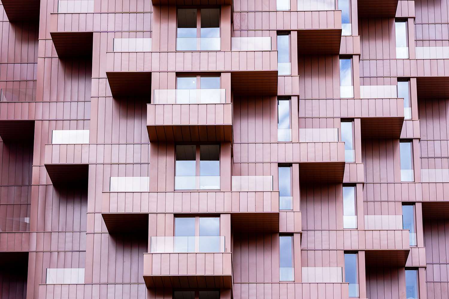 Balconies on a block of athletes' accommodation in the Olympic Village in Saint Denis, France, on Monday, April 15, 2024. 