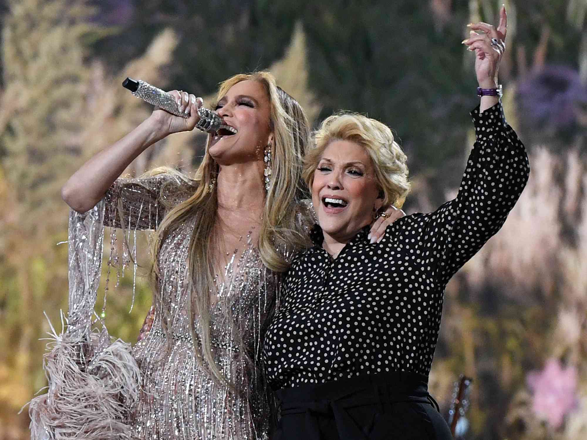 Jennifer Lopez performs onstage with her mother Guadalupe Rodriguez during the taping of the "Vax Live" fundraising concert on May 2, 2021 at SoFi Stadium.