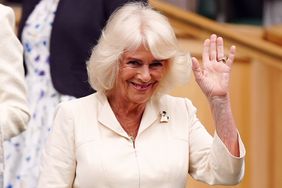 Queen Camilla in the royal box on day ten of the 2024 Wimbledon Championships at the All England Lawn Tennis and Croquet Club, London. 