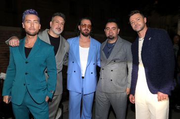 Lance Bass, Joey Fatone, JC Chasez, Chris Kirkpatrick and Justin Timberlake of NSYNC attend the 2023 MTV Video Music Awards