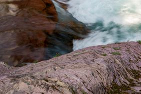 View of lower Saint Mary Falls in Glacier National Park, Montana, United States