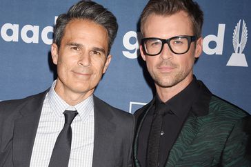 Gary Janetti (L) and TV personality Brad Goreski attend the 27th Annual GLAAD Media Awards