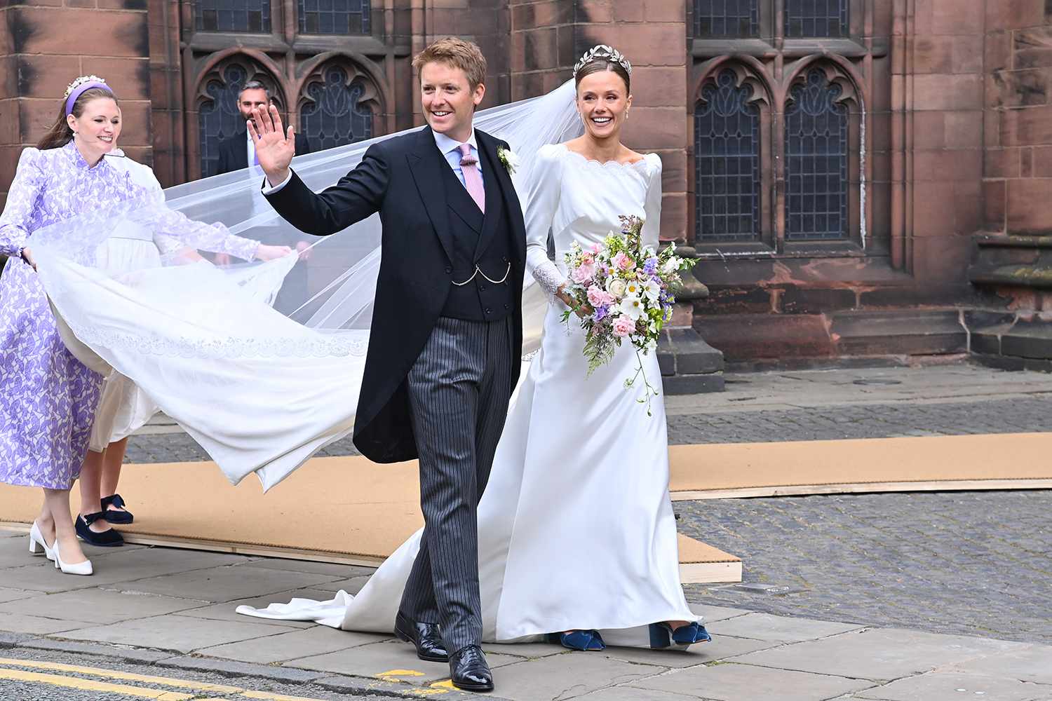 Hugh Grosvenor, 7th Duke of Westminster and Olivia Henson attend the wedding of The Duke of Westminster and Miss Olivia Henson at Chester Cathedral