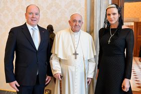 Prince Albert II And Princess Charlene Of Monaco meet Pope Francis