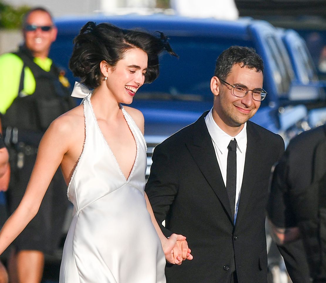 Jack Antonoff and Margaret Qualley are all smiles as they are spotted just after getting married in Beach Haven, New Jersey. Jack flashed his wedding band and the bride was beaming in a simple white dress, as she made her way to the venue followed by Jack's sister Rachel Antonoff and mother, Andie MacDowell, Jack's dad Rick Antonoff, and Margaret's dad, Paul Qualley walked arm-in-arm with Jack's mom Shira Antonoff.