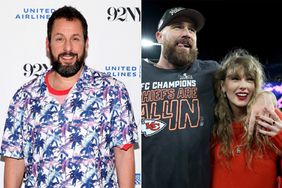 Adam Sandler attends Netflix's "Hustle" screening and Adam Sandler in Conversation with Josh Horowitz at The 92nd Street Y; Travis Kelce #87 of the Kansas City Chiefs celebrates with Taylor Swift after a 17-10 victory 