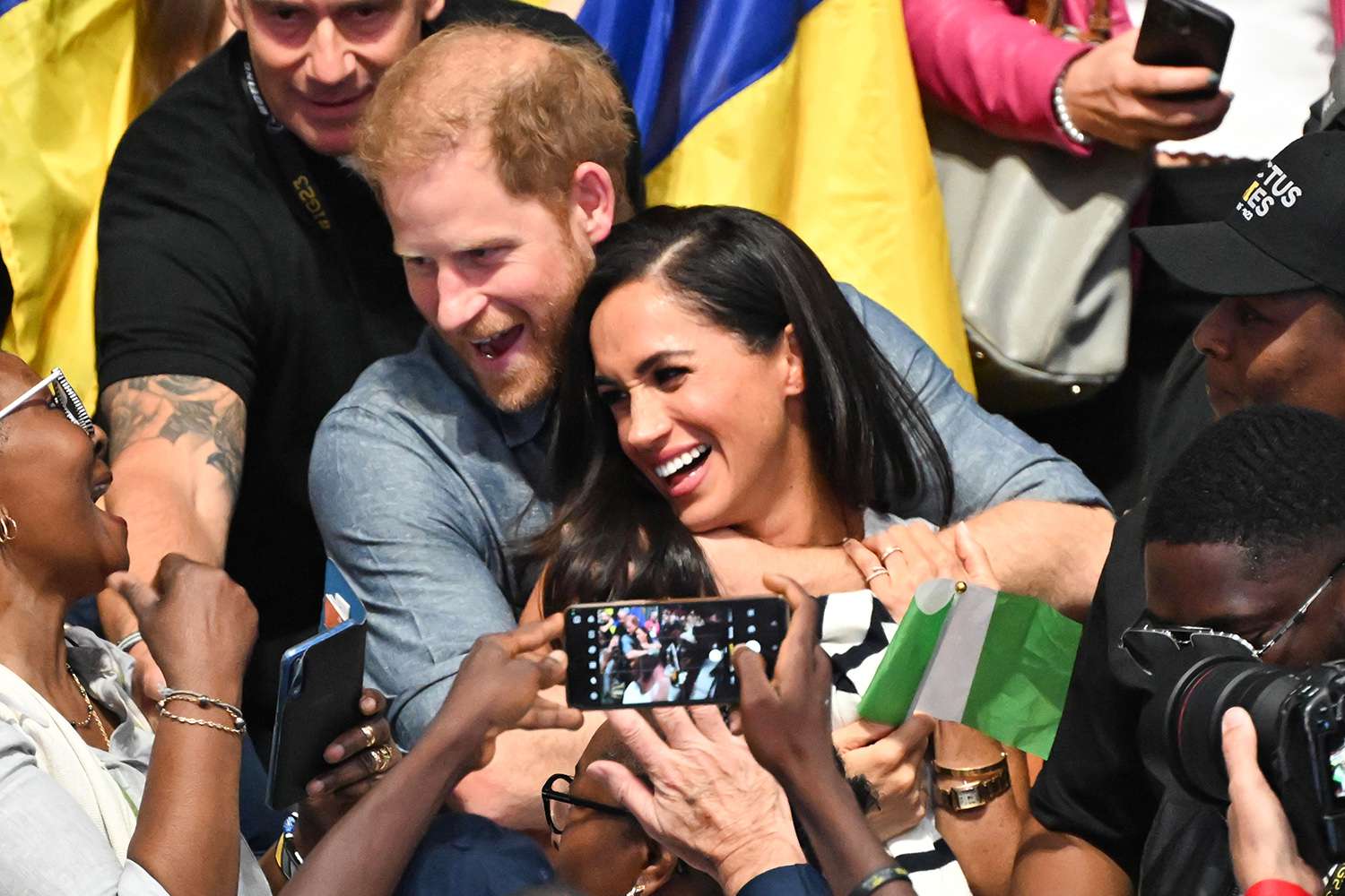 Prince Harry, The Duke of Sussex, and Meghan, The Duchess of Sussex, attend the Ukraine - Nigeria match of sitting volleyball at the 2023 Invictus Games.