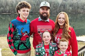 Maci Bookout and family pose in christmas sweaters