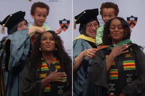 Natasha S. Alford received her Princeton Graduation hood from 3-year-old son